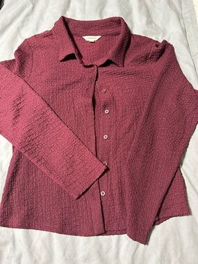 Lucky Brand Textured Button-Up Shirt in Burgundy